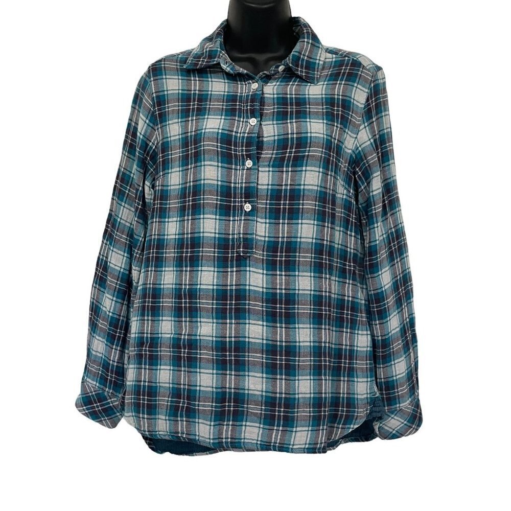 Lee Riders‎ Plaid Button Front Blouse Blue Womens Size Small